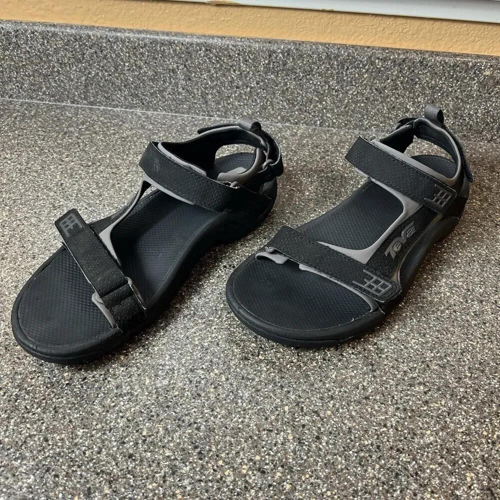 Teva Men's Size 9 Outdoor Summer Beach Sandals Arch Support Black Snap Synthetic